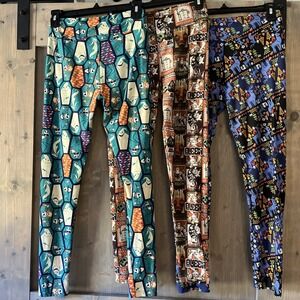 Lularoe Holiday Leggings Bundle 3 One Size Disney Oogie boogie Villains Bambi